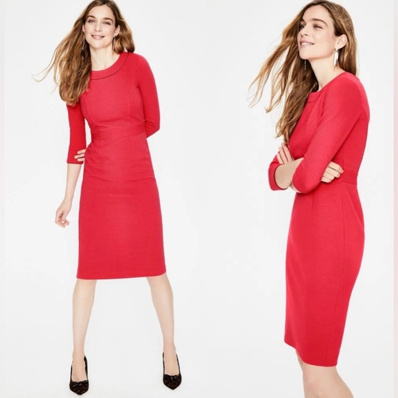 Boden Mia Ottoman Dress with 3/4 Sleeves And Exposed Zipper Detailed Back - Picture 3 of 11